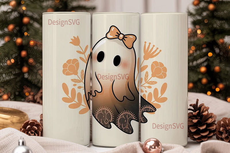 Cute Ghost Tumbler Wrap PNG Sublimation DesignSVG 
