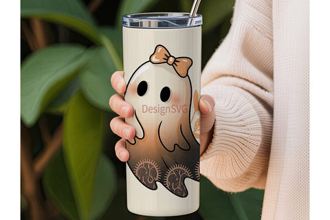 Cute Ghost Tumbler Wrap PNG Sublimation DesignSVG 