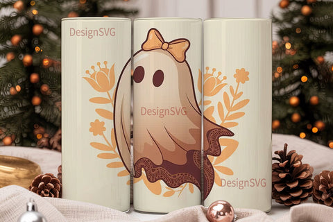 Cute Ghost Tumbler Wrap PNG Sublimation DesignSVG 
