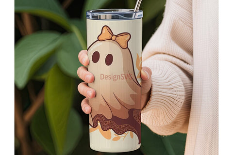 Cute Ghost Tumbler Wrap PNG Sublimation DesignSVG 