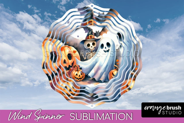 Cute Ghost Wind Spinner - Halloween Wind Spinner Sublimation Sublimation OrangeBrushStudio 