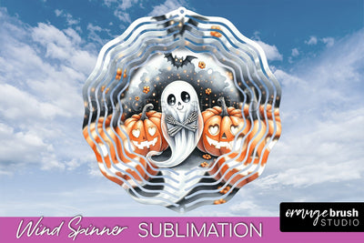 Cute Ghost Wind Spinner - Halloween Wind Spinner Sublimation Sublimation OrangeBrushStudio 
