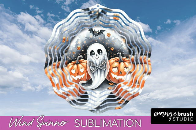 Cute Ghost Wind Spinner - Halloween Wind Spinner Sublimation Sublimation OrangeBrushStudio 