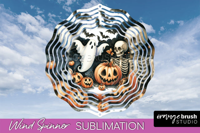 Cute Ghost Wind Spinner - Halloween Wind Spinner Sublimation Sublimation OrangeBrushStudio 