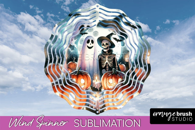 Cute Ghost Wind Spinner - Halloween Wind Spinner Sublimation Sublimation OrangeBrushStudio 