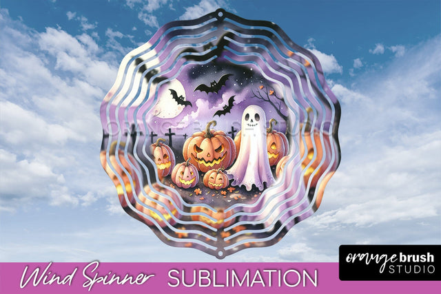 Cute Ghost Wind Spinner - Halloween Wind Spinner Sublimation Sublimation OrangeBrushStudio 