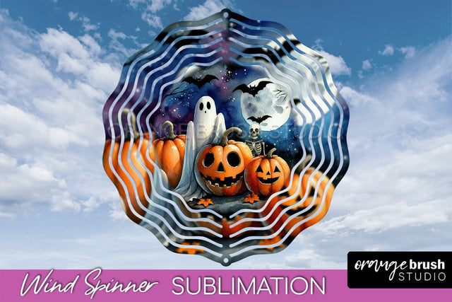 Cute Ghost Wind Spinner - Halloween Wind Spinner Sublimation Sublimation OrangeBrushStudio 