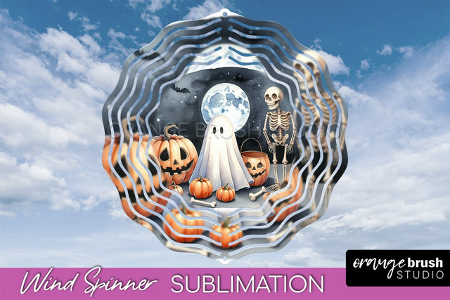 Cute Ghost Wind Spinner - Halloween Wind Spinner Sublimation Sublimation OrangeBrushStudio 