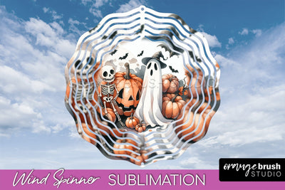 Cute Ghost Wind Spinner - Halloween Wind Spinner Sublimation Sublimation OrangeBrushStudio 