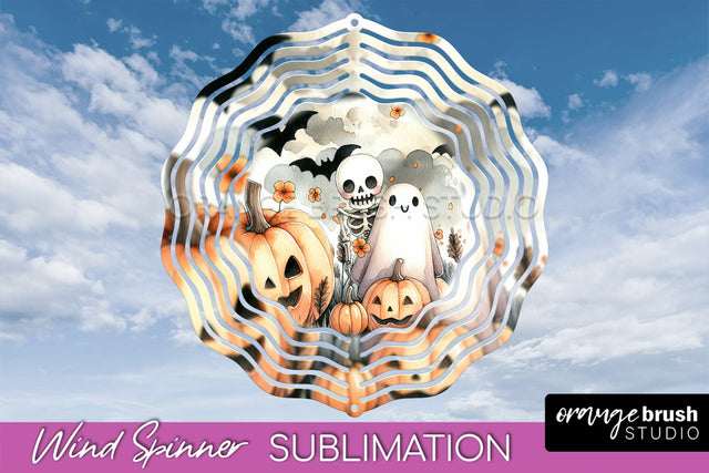Cute Ghost Wind Spinner - Halloween Wind Spinner Sublimation Sublimation OrangeBrushStudio 