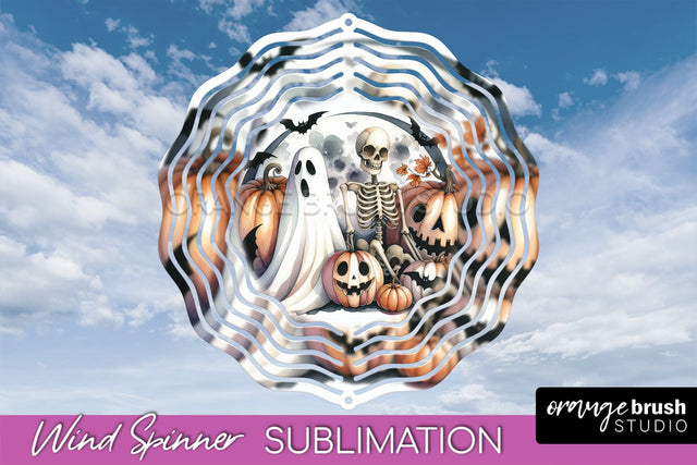 Cute Ghost Wind Spinner - Halloween Wind Spinner Sublimation Sublimation OrangeBrushStudio 