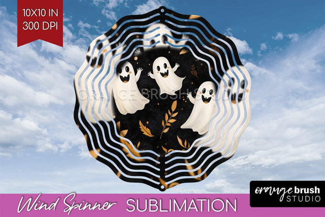 Cute Ghost Wind Spinner Sublimation - Halloween Wind Spinner Sublimation OrangeBrushStudio 