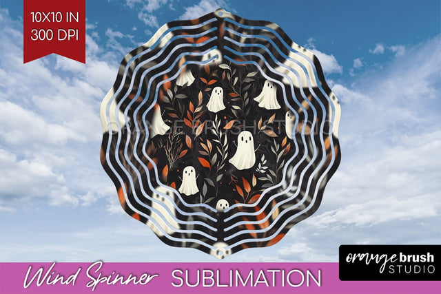Cute Ghost Wind Spinner Sublimation - Halloween Wind Spinner Sublimation OrangeBrushStudio 