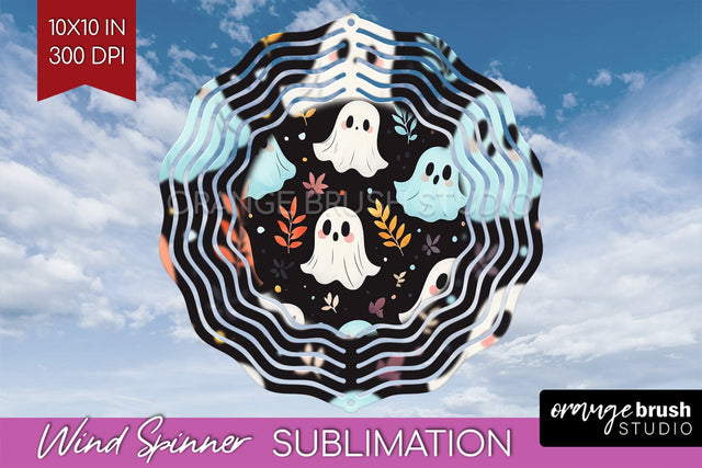 Cute Ghost Wind Spinner Sublimation - Halloween Wind Spinner Sublimation OrangeBrushStudio 
