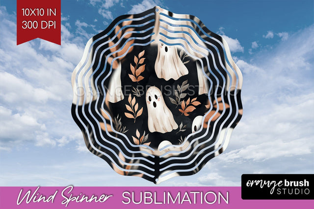 Cute Ghost Wind Spinner Sublimation - Halloween Wind Spinner Sublimation OrangeBrushStudio 