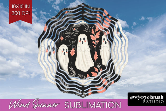 Cute Ghost Wind Spinner Sublimation - Halloween Wind Spinner Sublimation OrangeBrushStudio 
