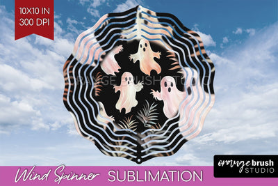 Cute Ghost Wind Spinner Sublimation - Halloween Wind Spinner Sublimation OrangeBrushStudio 