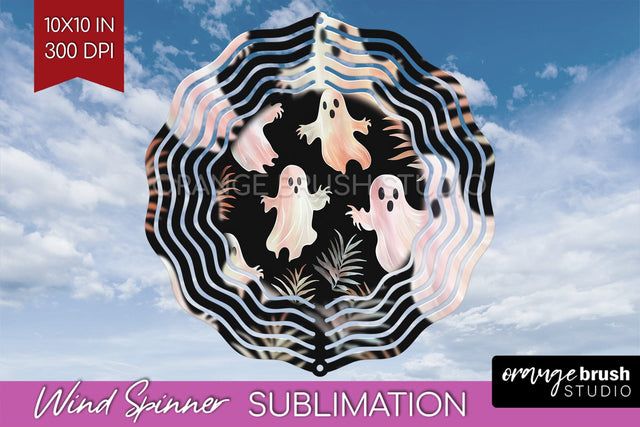 Cute Ghost Wind Spinner Sublimation - Halloween Wind Spinner Sublimation OrangeBrushStudio 