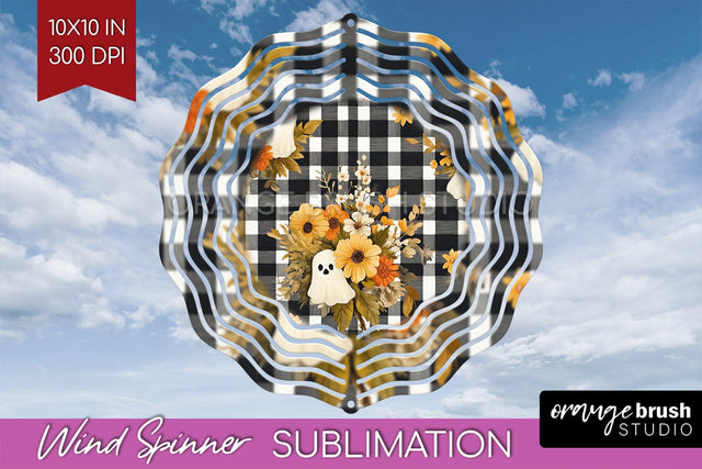 Cute Ghost Wind Spinner Sublimation - Halloween Wind Spinner Sublimation OrangeBrushStudio 