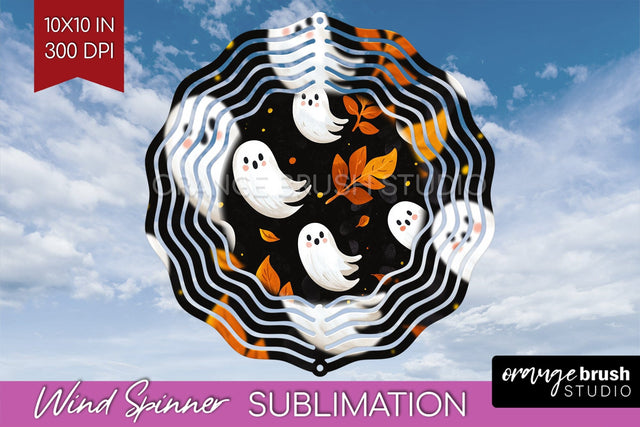 Cute Ghost Wind Spinner Sublimation - Halloween Wind Spinner Sublimation OrangeBrushStudio 