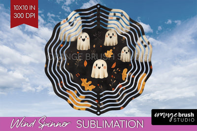Cute Ghost Wind Spinner Sublimation - Halloween Wind Spinner Sublimation OrangeBrushStudio 