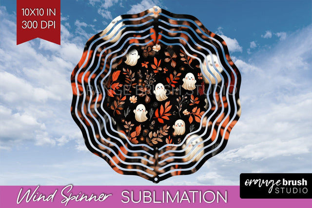 Cute Ghost Wind Spinner Sublimation - Halloween Wind Spinner Sublimation OrangeBrushStudio 