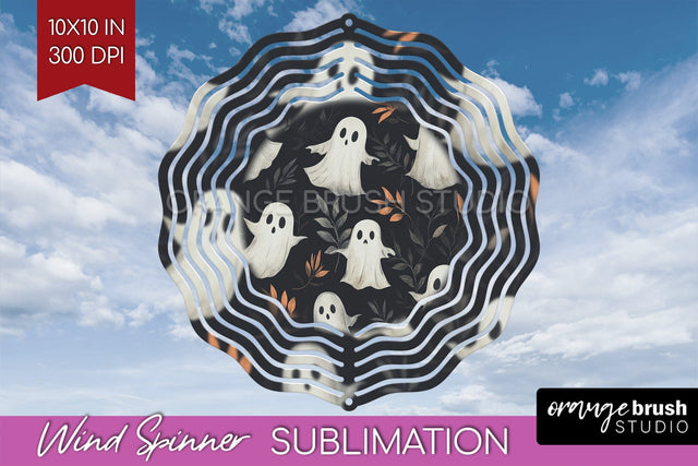 Cute Ghost Wind Spinner Sublimation - Halloween Wind Spinner Sublimation OrangeBrushStudio 