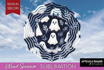 Cute Ghost Wind Spinner Sublimation - Halloween Wind Spinner Sublimation OrangeBrushStudio 