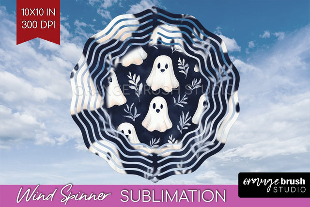 Cute Ghost Wind Spinner Sublimation - Halloween Wind Spinner Sublimation OrangeBrushStudio 