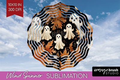 Cute Ghost Wind Spinner Sublimation - Halloween Wind Spinner Sublimation OrangeBrushStudio 