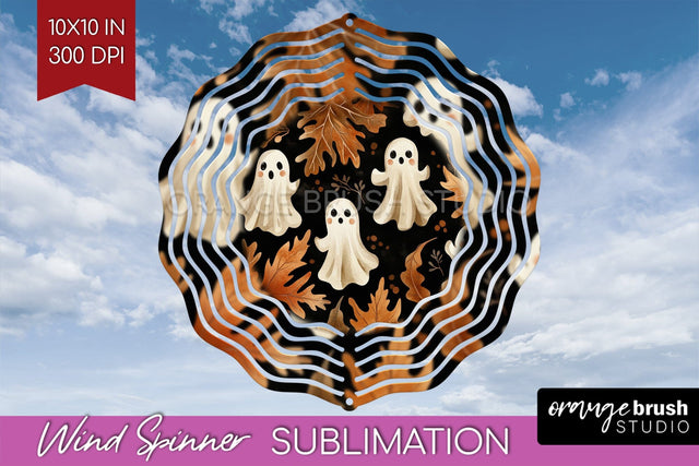 Cute Ghost Wind Spinner Sublimation - Halloween Wind Spinner Sublimation OrangeBrushStudio 