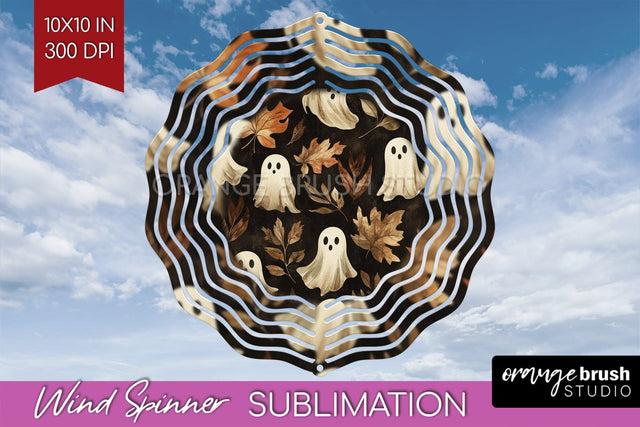 Cute Ghost Wind Spinner Sublimation - Halloween Wind Spinner Sublimation OrangeBrushStudio 