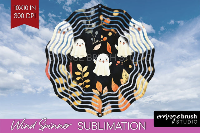 Cute Ghost Wind Spinner Sublimation - Halloween Wind Spinner Sublimation OrangeBrushStudio 