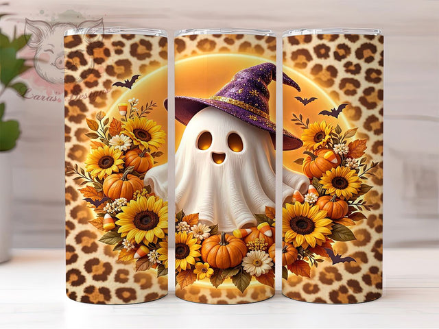 Cute Ghost Witch Hat Wreath Halloween 20oz Tumbler, Cute Ghost, Witch Hat Wreath, Spooky Decor, 20oz Tumbler Wrap, Sublimation Design, Fall Holiday, Digital Download Sublimation Lara' s Designs 