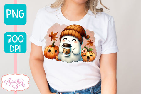 Cute ghost with beanie sublimation PNG | Halloween PNG Sublimation Amorclipart 