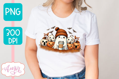 Cute ghost with beanie sublimation PNG | Halloween PNG Sublimation Amorclipart 