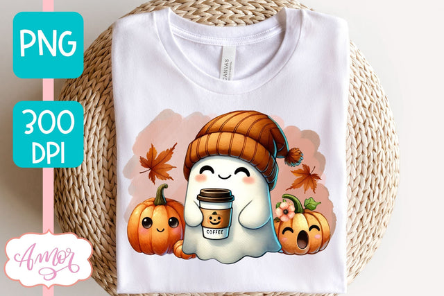 Cute ghost with beanie sublimation PNG | Halloween PNG Sublimation Amorclipart 