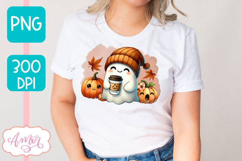 Cute ghost with beanie sublimation PNG | Halloween PNG Sublimation Amorclipart 