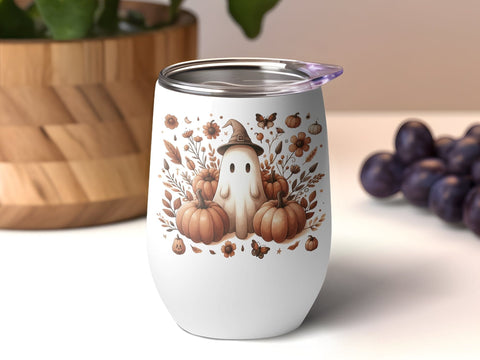 Cute Ghost with Pumpkins Halloween PNG Sublimation Luvleigh Digitals 