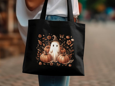 Cute Ghost with Pumpkins Halloween PNG Sublimation Luvleigh Digitals 