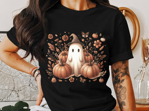 Cute Ghost with Pumpkins Halloween PNG Sublimation Luvleigh Digitals 
