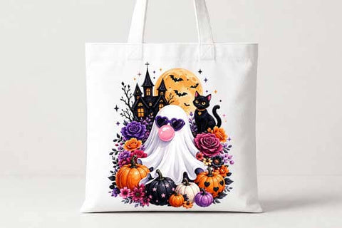 Cute Ghost with Pumpkins PNG | Halloween Sublimation Digital Download SVG BillahCrafts 