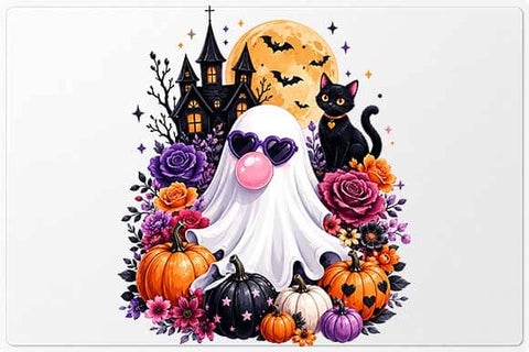 Cute Ghost with Pumpkins PNG | Halloween Sublimation Digital Download SVG BillahCrafts 