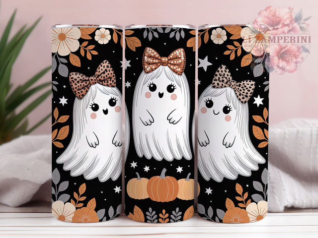 Cute Ghosts Autumn Pumpkins Halloween Tumbler, Autumn Pumpkins Wrap, Kawaii Halloween Cup, 20Oz Sublimation Design, Spooky Cute Drinkware, Fall Ghost Mug, Adorable Halloween Tumbler Sublimation Li Zamperini 
