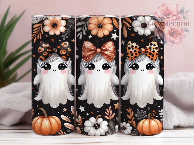 Cute Ghosts Autumn Pumpkins Halloween Tumbler, Autumn Pumpkins Wrap, Kawaii Halloween Cup, 20Oz Sublimation Design, Spooky Cute Drinkware, Fall Ghost Mug, Adorable Halloween Tumbler Sublimation Li Zamperini 