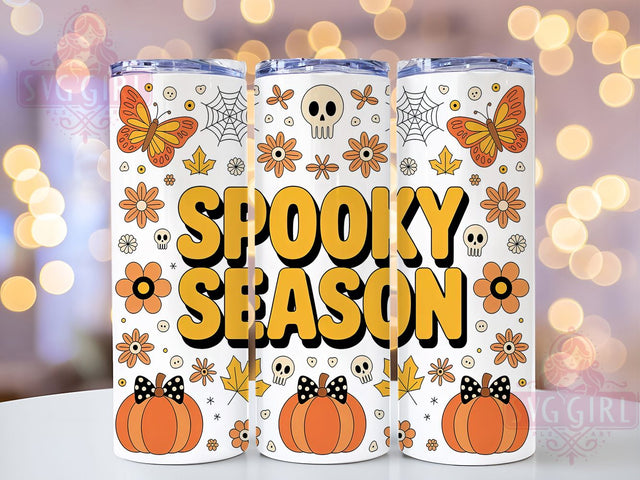 Cute Ghosts Fall Halloween Tumbler, Fall Halloween Cup, Spooky Season Wrap, 20Oz Sublimation Design, Autumn Ghost Mug, Kawaii Halloween Drinkware, Adorable Spooky Tumbler Sublimation SvggirlplusArt 