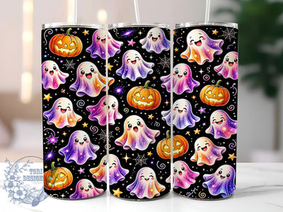 Cute Ghosts Halloween Pattern 20oz Tumbler, Cute Ghosts, Halloween Pattern, Spooky Cute, Whimsical Style, Rustic Charm, 20oz Wrap, Sublimation Tumbler Sublimation ToriDesigns 