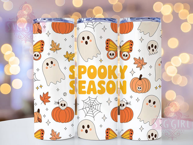 Cute Ghosts & Pumpkins Spooky Season Tumbler, Spooky Season Wrap, Fall Pumpkin Cup, 20Oz Sublimation Tumbler, Halloween Drinkware, Autumn Ghost Gift, Creepy Cute Wrap Sublimation SvggirlplusArt 