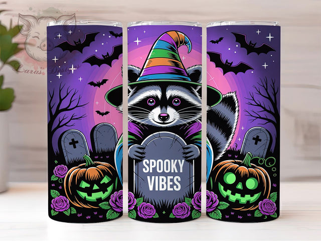 Cute Ghoul Halloween Raccoon Tumbler, Halloween Raccoon Wrap, Spooky Raccoon Cup, Ghoul Sublimation Design, 20oz Tumbler Wrap, Adorable Halloween Drinkware, Cute Spooky Cup Sublimation Lara' s Designs 