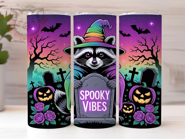 Cute Ghoul Halloween Raccoon Tumbler, Halloween Raccoon Wrap, Spooky Raccoon Cup, Ghoul Sublimation Design, 20oz Tumbler Wrap, Adorable Halloween Drinkware, Cute Spooky Cup Sublimation Lara' s Designs 